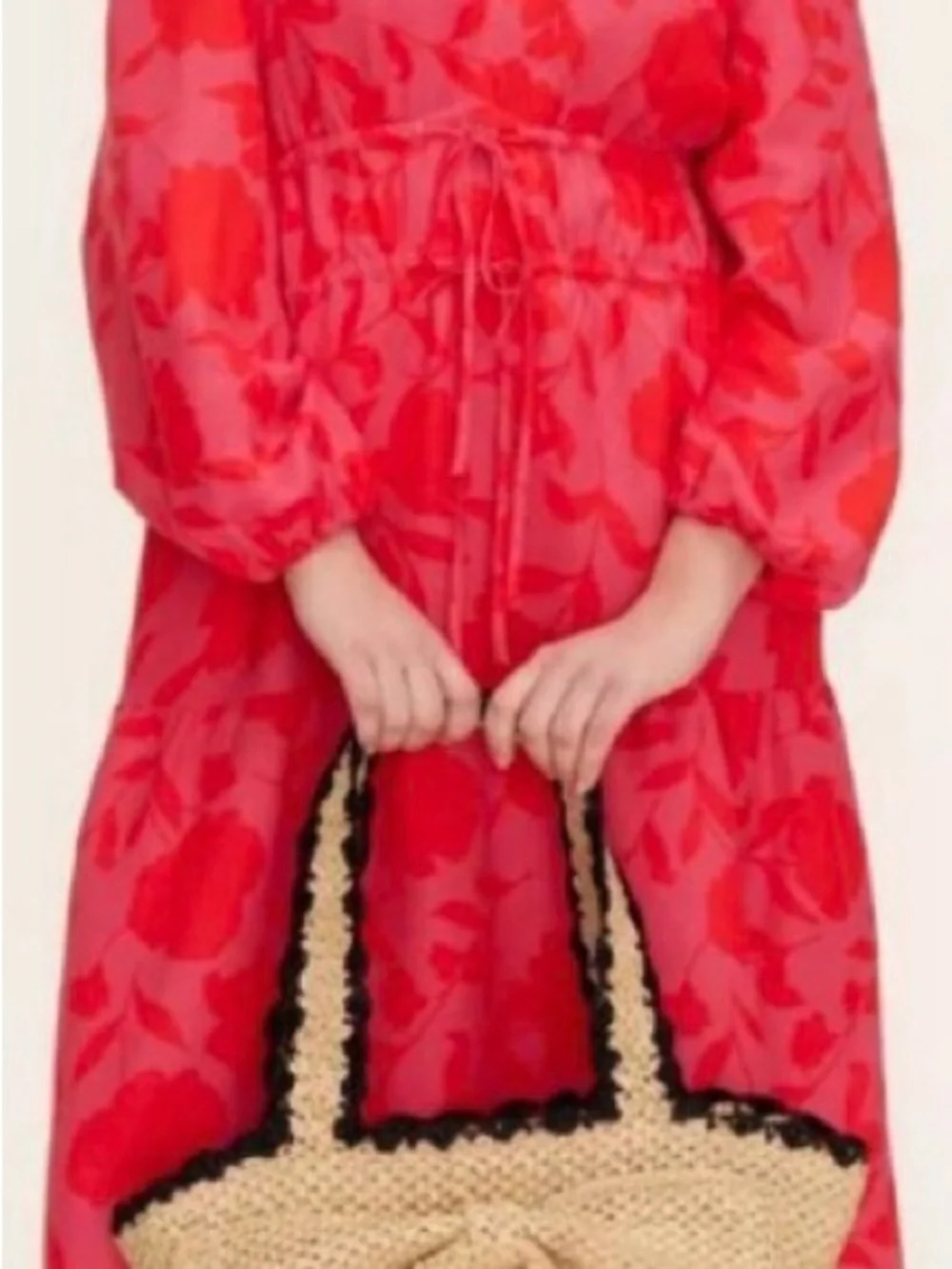 kate spade New York x Target Pink and Red Floral V-Neck Drawstring Dress